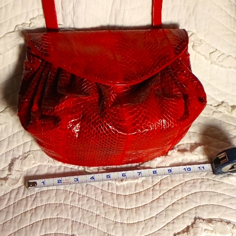 Andre Cellini Red Faux Snakeskin Crossbody Bag